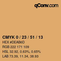 カラーコード: CMYK 0 / 23 / 51 / 13 | qconv.com