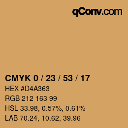 Color code: CMYK 0 / 23 / 53 / 17 | qconv.com