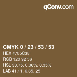 Color code: CMYK 0 / 23 / 53 / 53 | qconv.com