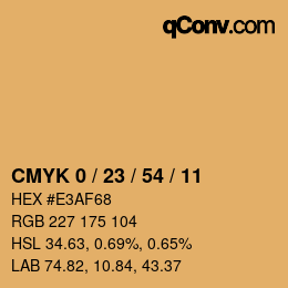 カラーコード: CMYK 0 / 23 / 54 / 11 | qconv.com