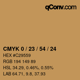 カラーコード: CMYK 0 / 23 / 54 / 24 | qconv.com