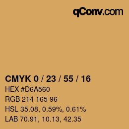 カラーコード: CMYK 0 / 23 / 55 / 16 | qconv.com