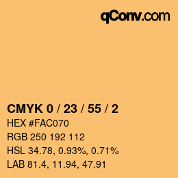 颜色代码: CMYK 0 / 23 / 55 / 2 | qconv.com