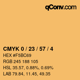 Color code: CMYK 0 / 23 / 57 / 4 | qconv.com