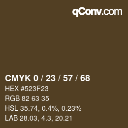 カラーコード: CMYK 0 / 23 / 57 / 68 | qconv.com