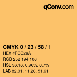 Color code: CMYK 0 / 23 / 58 / 1 | qconv.com