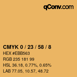 カラーコード: CMYK 0 / 23 / 58 / 8 | qconv.com