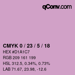 カラーコード: CMYK 0 / 23 / 5 / 18 | qconv.com