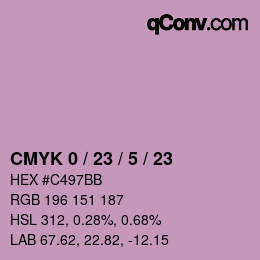 カラーコード: CMYK 0 / 23 / 5 / 23 | qconv.com