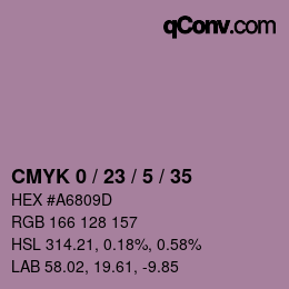 カラーコード: CMYK 0 / 23 / 5 / 35 | qconv.com