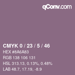 カラーコード: CMYK 0 / 23 / 5 / 46 | qconv.com