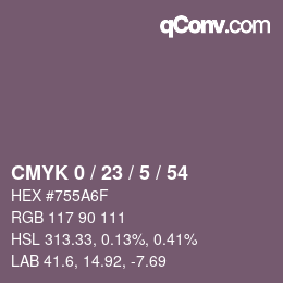 カラーコード: CMYK 0 / 23 / 5 / 54 | qconv.com