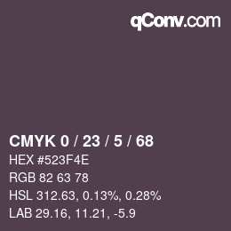 カラーコード: CMYK 0 / 23 / 5 / 68 | qconv.com