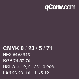 Color code: CMYK 0 / 23 / 5 / 71 | qconv.com