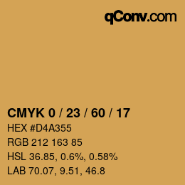 Color code: CMYK 0 / 23 / 60 / 17 | qconv.com
