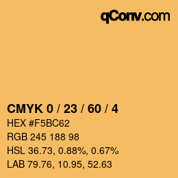 Farbcode: CMYK 0 / 23 / 60 / 4 | qconv.com