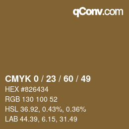 カラーコード: CMYK 0 / 23 / 60 / 49 | qconv.com