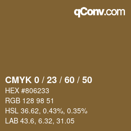 カラーコード: CMYK 0 / 23 / 60 / 50 | qconv.com