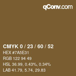 Farbcode: CMYK 0 / 23 / 60 / 52 | qconv.com