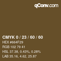 カラーコード: CMYK 0 / 23 / 60 / 60 | qconv.com
