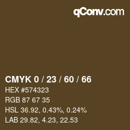 カラーコード: CMYK 0 / 23 / 60 / 66 | qconv.com