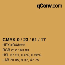 Color code: CMYK 0 / 23 / 61 / 17 | qconv.com