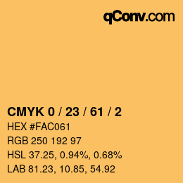 Color code: CMYK 0 / 23 / 61 / 2 | qconv.com