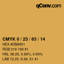 カラーコード: CMYK 0 / 23 / 63 / 14 | qconv.com