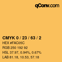 Color code: CMYK 0 / 23 / 63 / 2 | qconv.com