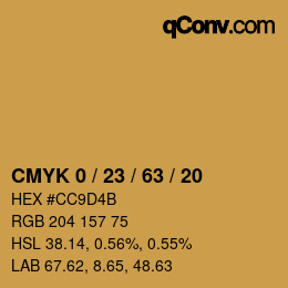 Color code: CMYK 0 / 23 / 63 / 20 | qconv.com