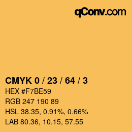 Color code: CMYK 0 / 23 / 64 / 3 | qconv.com