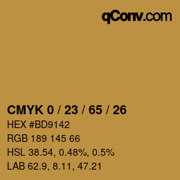 カラーコード: CMYK 0 / 23 / 65 / 26 | qconv.com