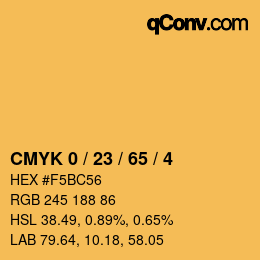 カラーコード: CMYK 0 / 23 / 65 / 4 | qconv.com