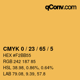 カラーコード: CMYK 0 / 23 / 65 / 5 | qconv.com