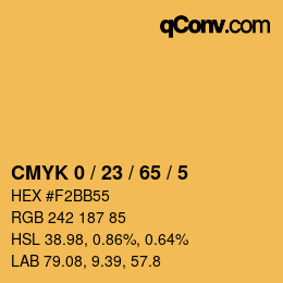 Code couleur: CMYK 0 / 23 / 65 / 5 | qconv.com