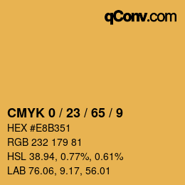 カラーコード: CMYK 0 / 23 / 65 / 9 | qconv.com
