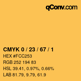 Color code: CMYK 0 / 23 / 67 / 1 | qconv.com