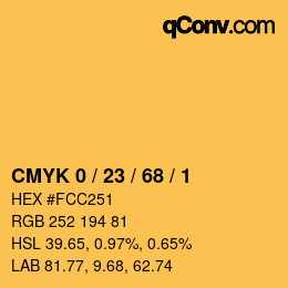 Color code: CMYK 0 / 23 / 68 / 1 | qconv.com