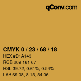 カラーコード: CMYK 0 / 23 / 68 / 18 | qconv.com