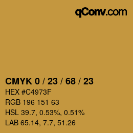 カラーコード: CMYK 0 / 23 / 68 / 23 | qconv.com