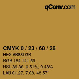 カラーコード: CMYK 0 / 23 / 68 / 28 | qconv.com