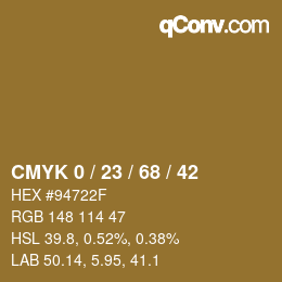 Color code: CMYK 0 / 23 / 68 / 42 | qconv.com