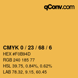 カラーコード: CMYK 0 / 23 / 68 / 6 | qconv.com