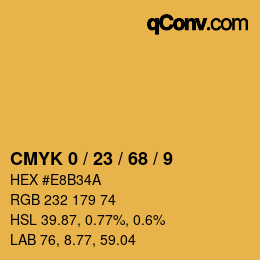 カラーコード: CMYK 0 / 23 / 68 / 9 | qconv.com