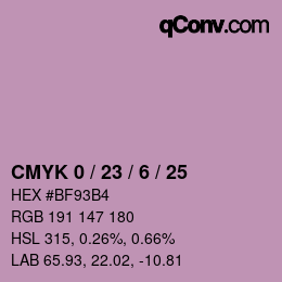 カラーコード: CMYK 0 / 23 / 6 / 25 | qconv.com