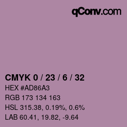 カラーコード: CMYK 0 / 23 / 6 / 32 | qconv.com