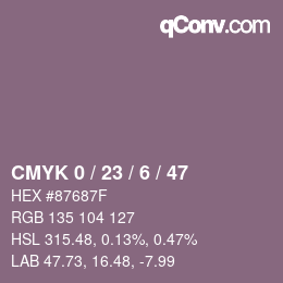 カラーコード: CMYK 0 / 23 / 6 / 47 | qconv.com