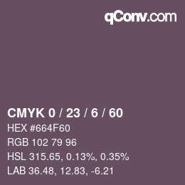 カラーコード: CMYK 0 / 23 / 6 / 60 | qconv.com