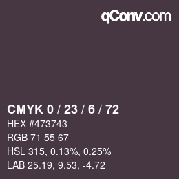 Color code: CMYK 0 / 23 / 6 / 72 | qconv.com