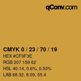 カラーコード: CMYK 0 / 23 / 70 / 19 | qconv.com